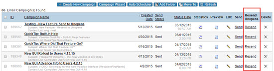 Resend to Unopens from Send Campaign